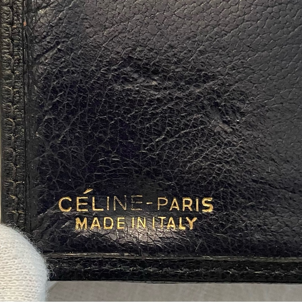 Celine Authentic Beige and Navy Blue Fabric Wallet with Golden Plaque - Picture 12 of 14